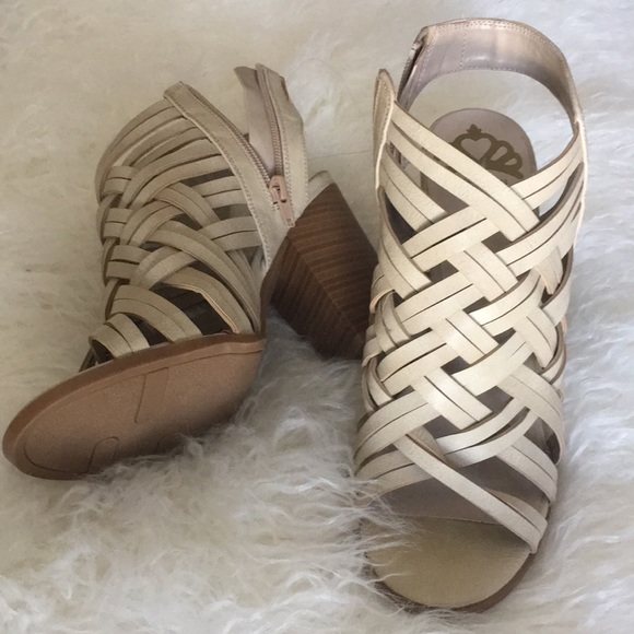 Fergalicious Shoes - Fergalicious heeled open toe woven bootie sandal